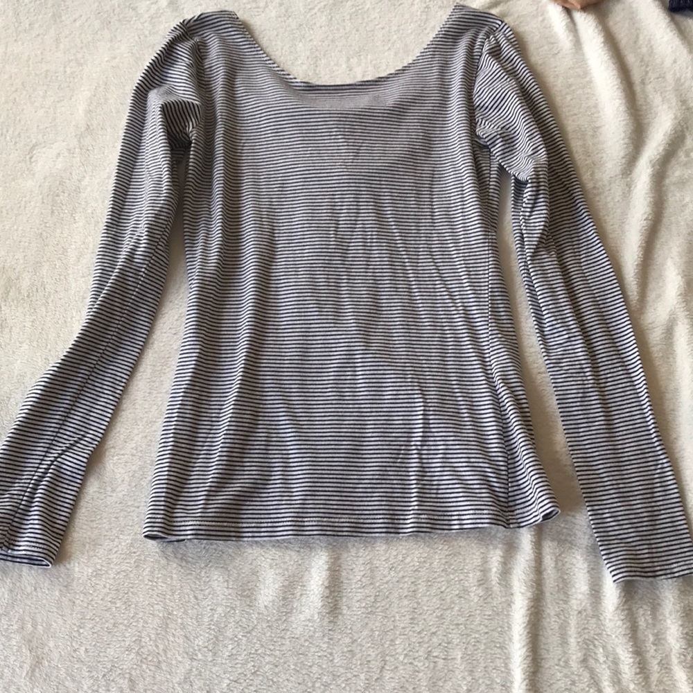 Striped open back long sleeved top